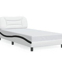 Bettgestell mit LED Weiß und Schwarz 100x200 cm Kunstleder