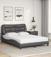 Bettgestell mit LED Grau 120x200 cm Kunstleder