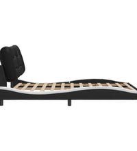 Bettgestell mit LED Schwarz und Weiß 120x200 cm Kunstleder