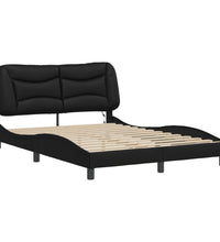 Bettgestell mit LED Schwarz 140x190 cm Kunstleder