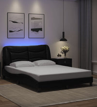 Bettgestell mit LED Schwarz 140x190 cm Kunstleder