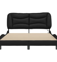 Bettgestell mit LED Schwarz 140x190 cm Kunstleder