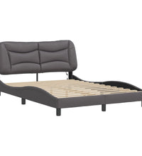 Bettgestell mit LED Grau 140x190 cm Kunstleder