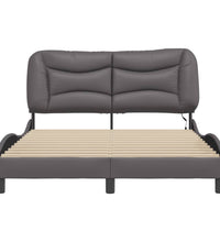Bettgestell mit LED Grau 140x190 cm Kunstleder