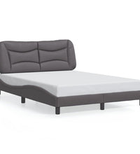 Bettgestell mit LED Grau 140x190 cm Kunstleder