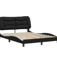 Bettgestell mit LED Schwarz und Weiß 140x190 cm Kunstleder
