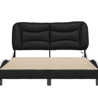 Bettgestell mit LED Schwarz und Weiß 140x190 cm Kunstleder