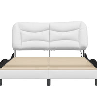 Bettgestell mit LED Weiß und Schwarz 140x190 cm Kunstleder