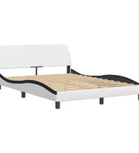 Bettgestell mit LED Weiß und Schwarz 140x190 cm Kunstleder