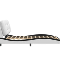 Bettgestell mit LED Weiß und Schwarz 140x190 cm Kunstleder