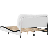 Bettgestell mit LED Weiß und Schwarz 140x190 cm Kunstleder