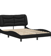 Bettgestell mit LED Schwarz 140x200 cm Kunstleder