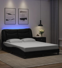 Bettgestell mit LED Schwarz 140x200 cm Kunstleder