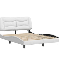 Bettgestell mit LED Weiß 140x200 cm Kunstleder