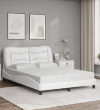 Bettgestell mit LED Weiß 140x200 cm Kunstleder