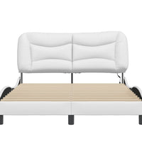 Bettgestell mit LED Weiß 140x200 cm Kunstleder