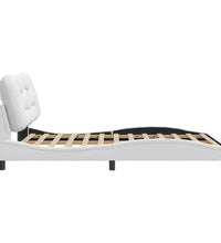 Bettgestell mit LED Weiß 140x200 cm Kunstleder