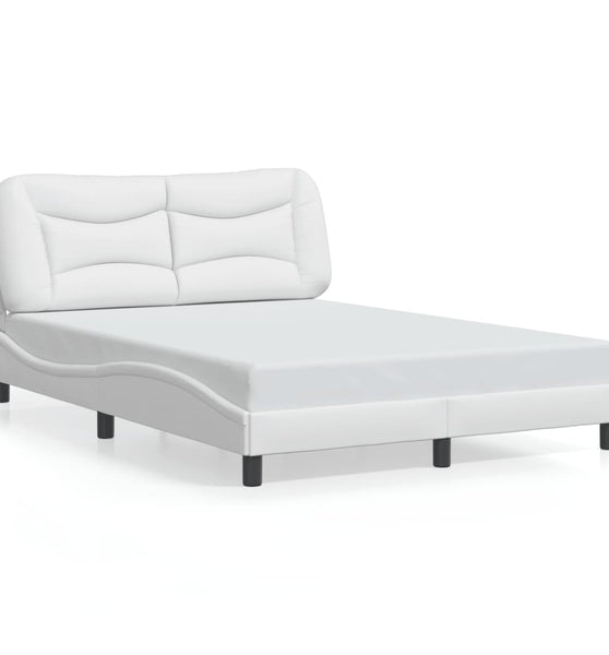 Bettgestell mit LED Weiß 140x200 cm Kunstleder