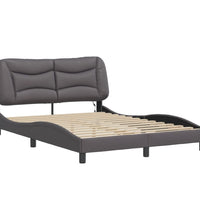 Bettgestell mit LED Grau 140x200 cm Kunstleder