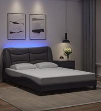 Bettgestell mit LED Grau 140x200 cm Kunstleder