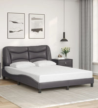 Bettgestell mit LED Grau 140x200 cm Kunstleder