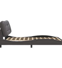 Bettgestell mit LED Grau 140x200 cm Kunstleder