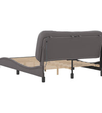 Bettgestell mit LED Grau 140x200 cm Kunstleder