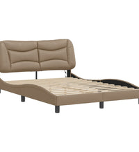 Bettgestell mit LED Cappuccino-Braun 140x200 cm Kunstleder