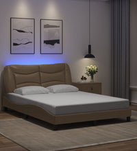 Bettgestell mit LED Cappuccino-Braun 140x200 cm Kunstleder