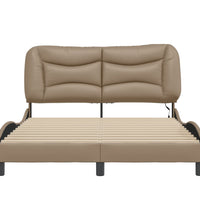 Bettgestell mit LED Cappuccino-Braun 140x200 cm Kunstleder