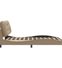 Bettgestell mit LED Cappuccino-Braun 140x200 cm Kunstleder