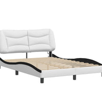 Bettgestell mit LED Weiß und Schwarz 140x200 cm Kunstleder