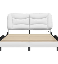 Bettgestell mit LED Weiß und Schwarz 140x200 cm Kunstleder