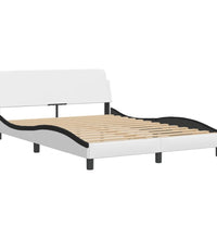 Bettgestell mit LED Weiß und Schwarz 140x200 cm Kunstleder