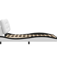 Bettgestell mit LED Weiß und Schwarz 140x200 cm Kunstleder