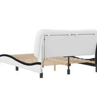 Bettgestell mit LED Weiß und Schwarz 140x200 cm Kunstleder