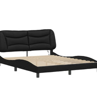 Bettgestell mit LED Schwarz 160x200 cm Kunstleder