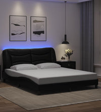 Bettgestell mit LED Schwarz 160x200 cm Kunstleder
