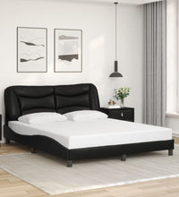 Bettgestell mit LED Schwarz 160x200 cm Kunstleder