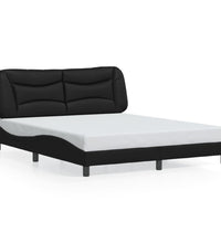 Bettgestell mit LED Schwarz 160x200 cm Kunstleder