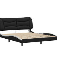 Bettgestell mit LED Schwarz und Weiß 160x200 cm Kunstleder