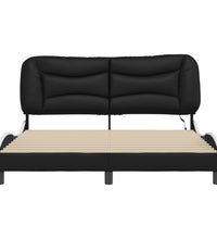 Bettgestell mit LED Schwarz und Weiß 160x200 cm Kunstleder