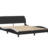 Bettgestell mit LED Schwarz und Weiß 160x200 cm Kunstleder