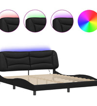 Bettgestell mit LED Schwarz 180x200 cm Kunstleder