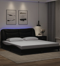 Bettgestell mit LED Schwarz 180x200 cm Kunstleder