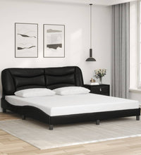 Bettgestell mit LED Schwarz 180x200 cm Kunstleder