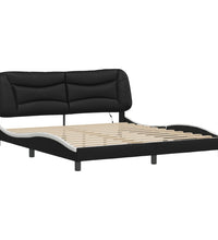 Bettgestell mit LED Schwarz und Weiß 180x200 cm Kunstleder