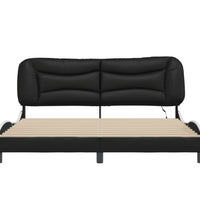 Bettgestell mit LED Schwarz und Weiß 180x200 cm Kunstleder