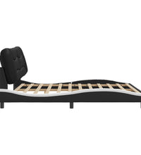 Bettgestell mit LED Schwarz und Weiß 180x200 cm Kunstleder