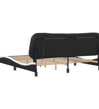 Bettgestell mit LED Schwarz und Weiß 180x200 cm Kunstleder